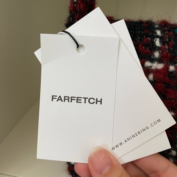 Anine Bing Nico Shoulder Bag in Cherry Plaid Tweed - Picture 7 of 8